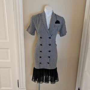 Vintage Charade black and white Houndstooth dress size S